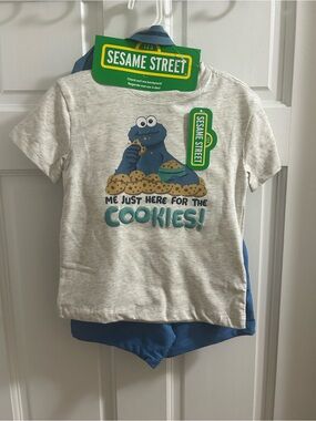NWT Sesame Street Cookie Monster 3-piece backpack set boys 2T 3T